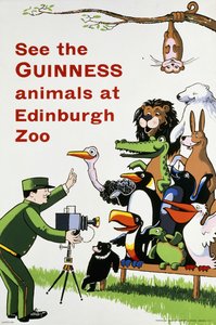 Podívejte se na zvířata Guinness v Edinburgh Zoo, kolem roku 1938 (barevná litografie) od English School