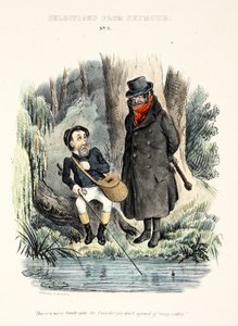 Výběr ze Seymoura: č. 3, "Toto je pusté osamělé místo, pane, divím se, že se nebojíte, že vás okradou.", hospoda kolem roku 1840 (ručně kolorovaná rytina) od English School