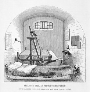 Samostatná cela ve věznici Pentonville, z The Criminal Prisons of London a Scenes of Prison Life od Henry Mayhew (1812-87) a John Binny, 1862 od English School