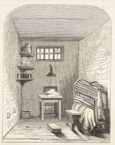 Oddělená cela ve staré části věznice v Brixtonu, ilustrace z knihy The Criminal Prisons of London and Scenes from Prison Life od Henryho Mayhewa a Johna Binnyho, vyd. 1862 od English School