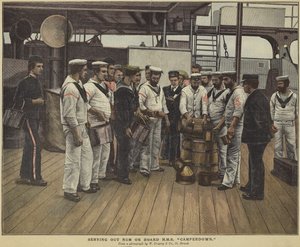 Výdej rumu na palubě HMS Camperdown