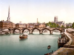 Severn Bridge, Worcester (ručně kolorovaná fotografie) od English School