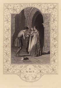 Shakespeare: Jak se vám líbí, 1. dějství, 2. scéna (rytina) od English School