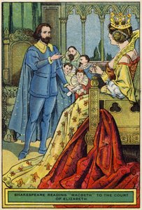 Shakespeare čte Macbetha na dvoře Alžběty od English School