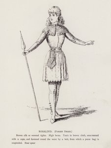 Shakespearovo Jak se vám líbí: Rosalind, lesní šaty (litho) od English School