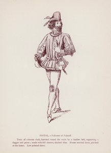 Shakespearovy Veselé paničky z Windsoru: Pistole, následovník Falstaffa (litho) od English School