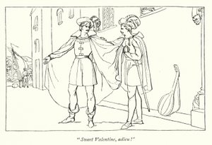 Shakespearovi dva pánové z Verony; Rozloučení Valentina a Protea (rytina) od English School