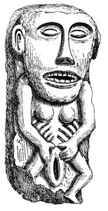 Sheela-na-Gig, z hradu Ballinahend, Tipperary, Irsko od English School
