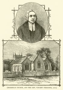 Kostel v Shorehamu a reverend Vincent Perronet, AM (rytina) od English School