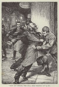 "Zastřelen jeden důstojník, který se stále statečně držel" (rytina) od English School