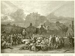 Podepsání smlouvy, hřbitov Greyfriars od English School