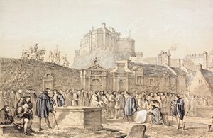 Podepsání smlouvy v Greyfriars Churchyard, Edinburgh v roce 1638, z 