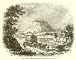 Silbury Hill, Wiltshire. Předpokládá se, že je to kolosální Barrow od English School