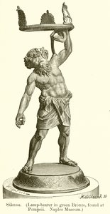 Silenus. (Lamponos v zeleném bronzu, nalezený v Pompejích. Neapolské muzeum) (rytina) od English School