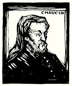 Siluetový portrét, Geoffrey Chaucer (litografie) od English School