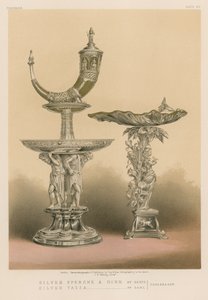 Silver Epergne a Horn od Hertze, Silver Tazza od Dahla, Kodaň od English School