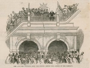 Sir Isambard Brunel odchází z tunelu za jásotu společnosti od English School