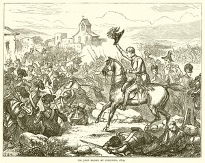 Sir John Moore v Corunně, 1809 od English School