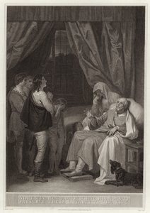 Sir T Windham napomíná své syny, aby zachovali svou věrnost králi od English School