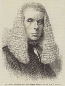 Sir Thomas Chambers, QC, poslanec, Common Serjeant of the City of London (rytina) od English School