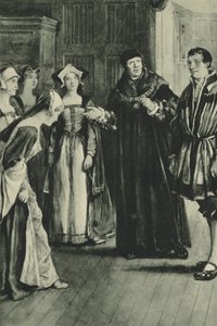 Sir Thomas More přináší Holbeina domů (litho) od English School