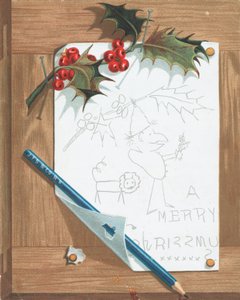 Skica na nástěnce, vánoční přání od English School
