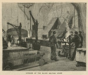 Skici v královské mincovně, Tower Hill; interiér domu na tavení stříbra od English School