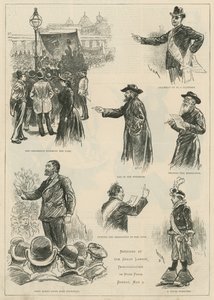 Náčrtky na velké labouristické demonstraci v Hyde Parku, neděle 3. května 1891 od English School