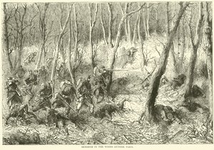 Potyčka v lesích u Paříže, říjen 1870 od English School