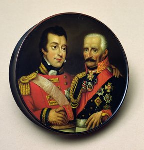 Tabatěrka s portréty Arthura Wellesleyho (1769-1852), vévody z Wellingtonu, a Gebbarda Lebrechta (1742-1819), polního maršála, prince von Bluchera (malované dřevo) od English School