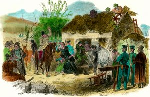Sociální poměry v Irsku v roce 1848 vyhnání rolníků (ilustrační londýnské zprávy z 16. prosince 1848) od English School