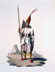 Albánský voják, pěšák osmanské armády, 1818 (barevná akvatinta) od English School