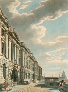 Somerset Terrace podél Temže, Somerset House, The Strand, Londýn od English School