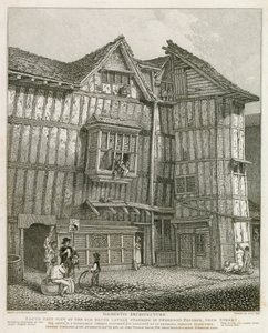 Jihovýchodní pohled na starý dům, který nedávno stál v pasáži Sweedons, Grub Street od English School