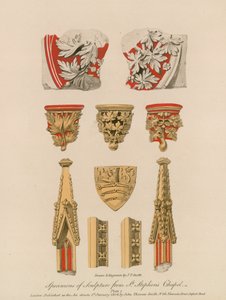 Ukázky soch z kaple sv. Štěpána (kolororytina) od English School
