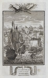 Sr G Ayscue vezme nebo potopí 30 Sail of Dutch Ships (rytina) od English School