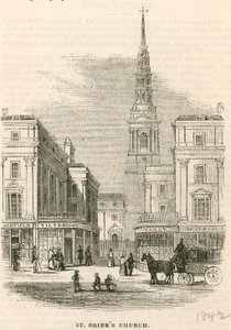 Kostel St Brides, Fleet Street, Londýn od English School