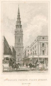 Kostel St Brides, Fleet Street, Londýn od English School