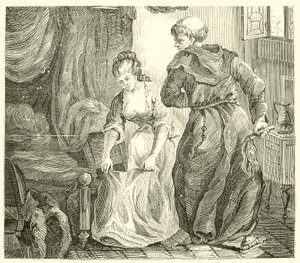 Svatý Edmund, biskup z Canterbury, byl během studií v Paříži trýzněn velmi krásnou mladou ženou. od English School