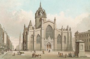 Katedrála svatého Jiljí a High Street - Edinburgh od English School
