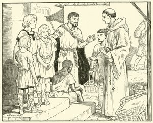 St. Gregory and the English Slaves (inkoust na papíře) od English School