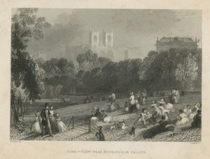 St Jamess Park, pohled na Buckinghamský palác od English School