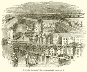 St. Katherines Docks, jak původně postavený od English School