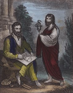 St Luke, St John (barevná rytina) od English School
