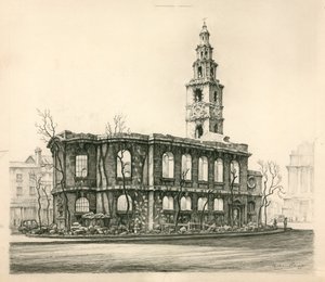 St Mary-Le-Strand, Londýn, skica tužkou z roku 1942 od English School