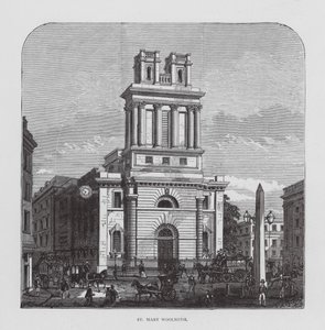 St Mary Woolnoth (litografie) od English School