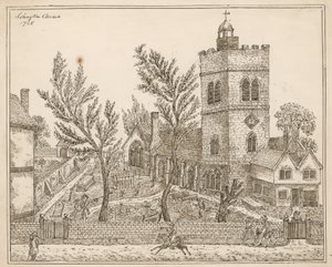 St Marys (starý kostel), Islington (inkoust na papíře) od English School