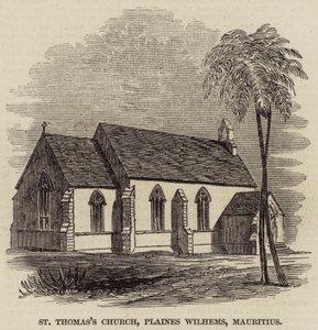 Kostel svatého Tomáše, Plaines Wilhems, Mauritius (rytina) od English School