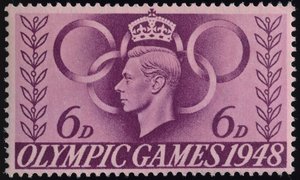 Známka připomínající olympijské hry v Londýně v roce 1948 od English School