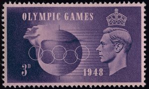 Známka připomínající olympijské hry v Londýně v roce 1948 od English School